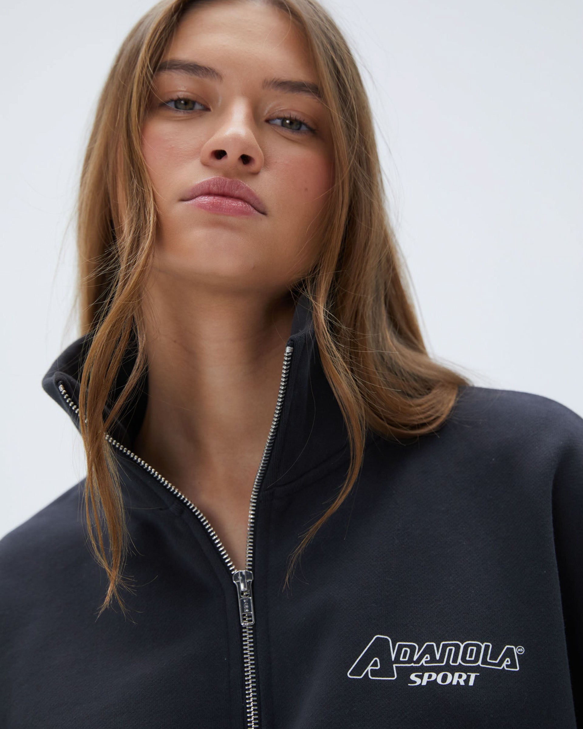 A Oversized Funnel Neck Zip Sweatshirt - Graphite Grey