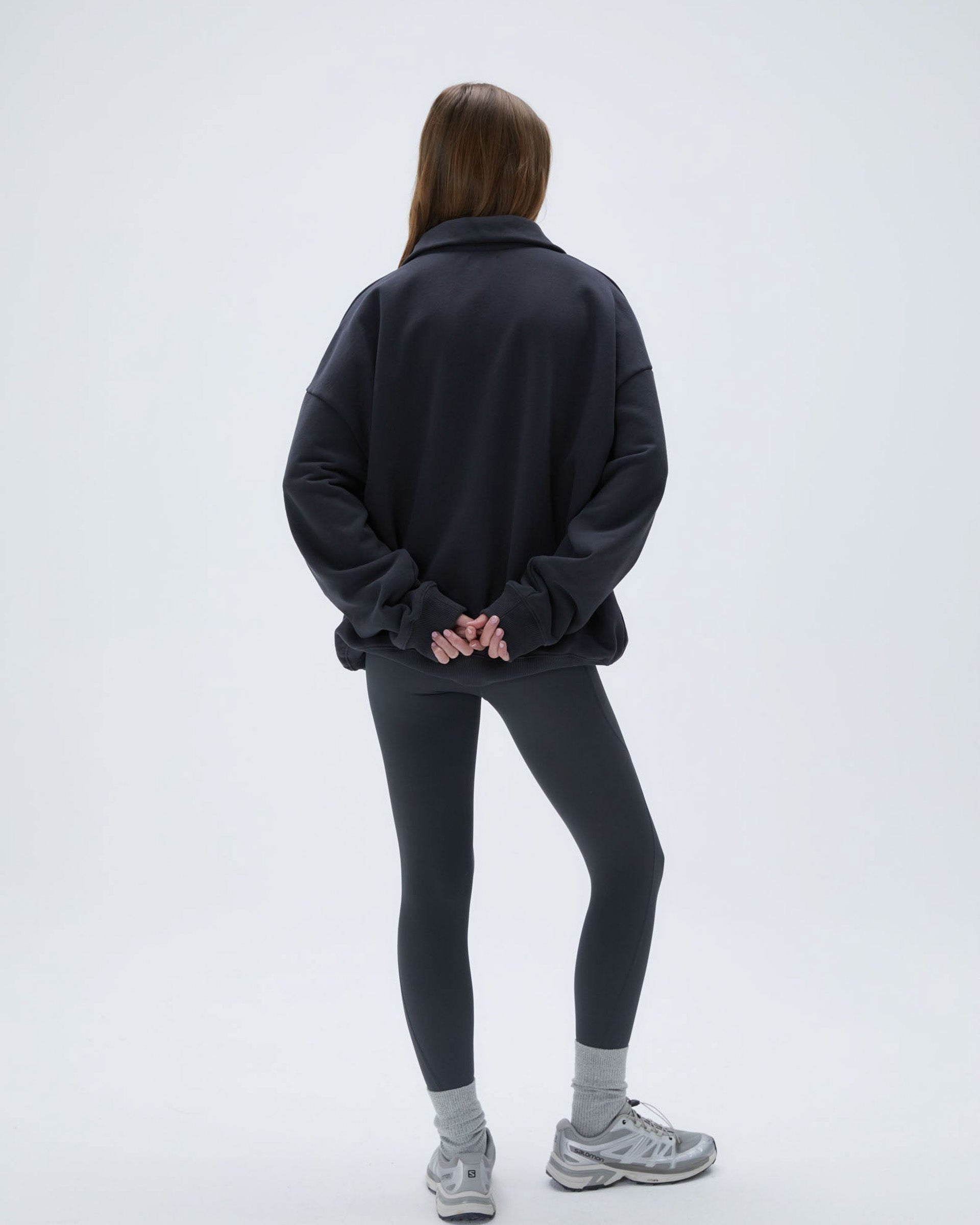 A Oversized Funnel Neck Zip Sweatshirt - Graphite Grey