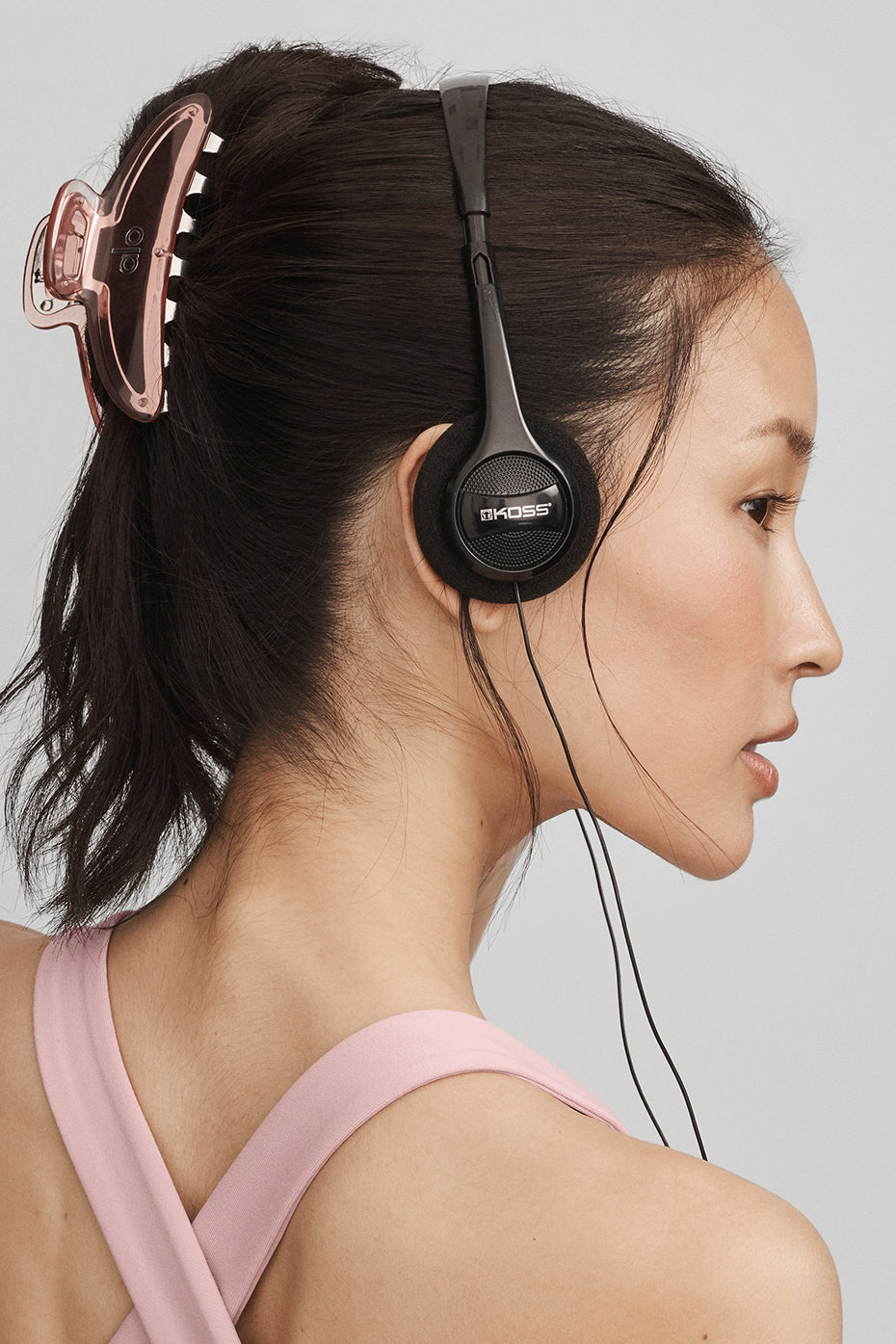 Acrylic Illusion Claw Clip - Vintage Pink/Chrome