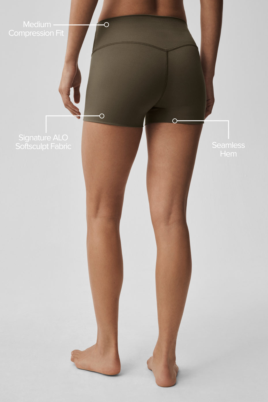 3 ALO Softsculpt High-Waist Precision Short - Olive Tree
